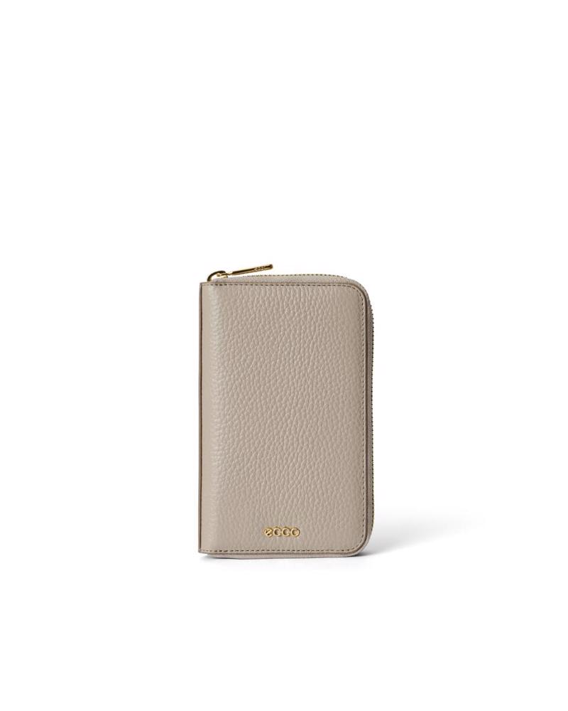 Beige ECCO Wallet Zipped Pebbled Leather